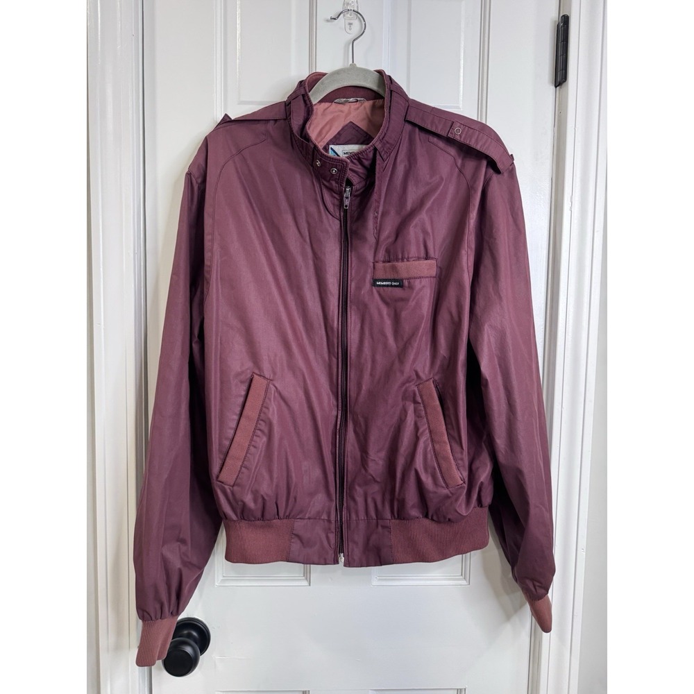 Vintage Members Only Burgundy Bomber Jacket Mens 44 Korea Full Zip Classic